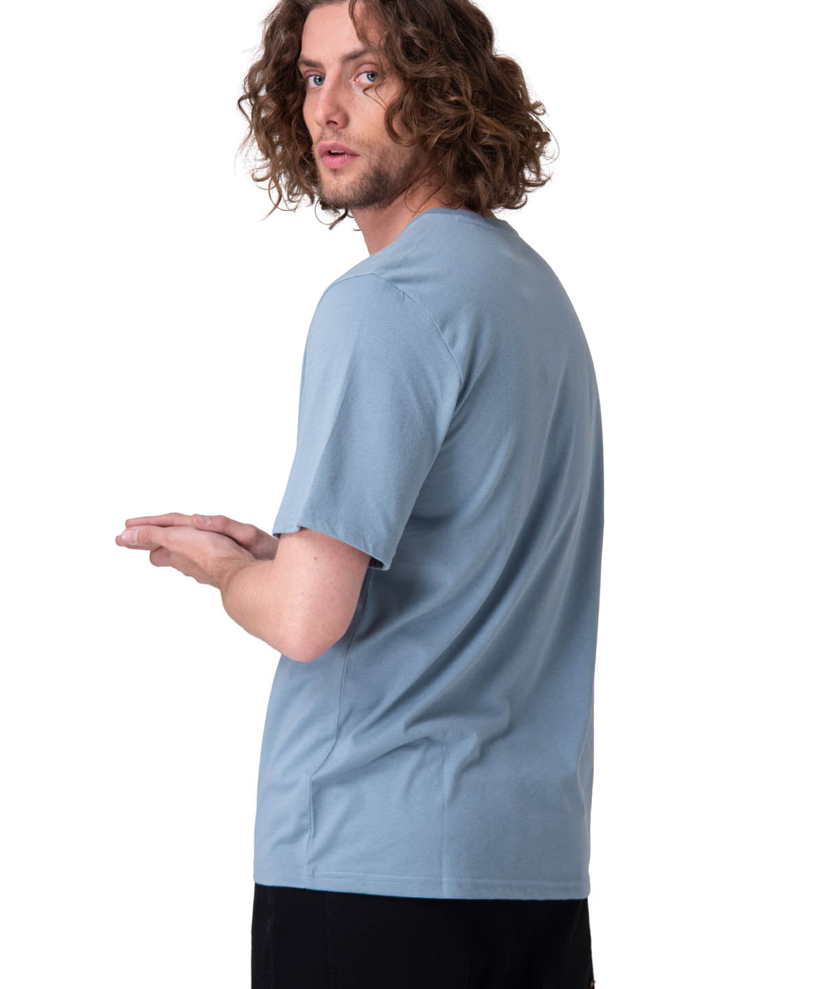 Polera Manga Corta Hombre Caterpillar Logo Tee Celeste