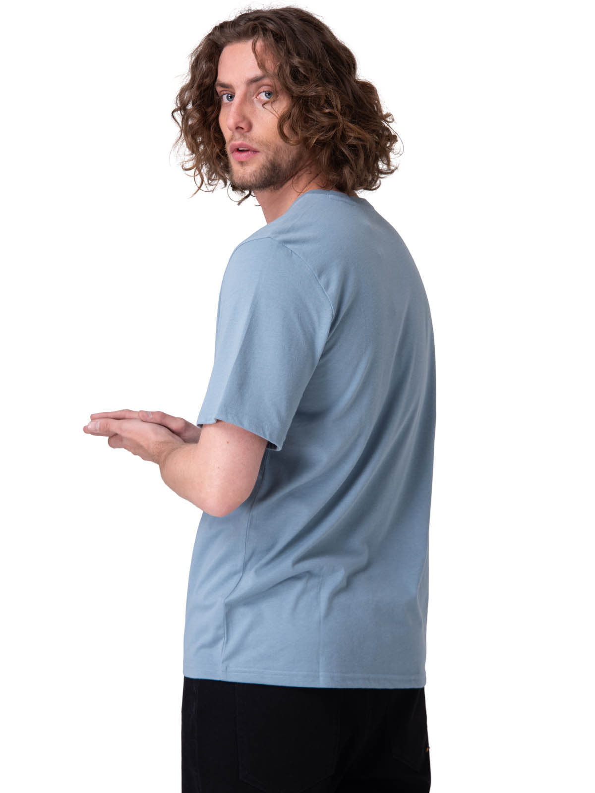 Polera Manga Corta Hombre Caterpillar Logo Tee Celeste