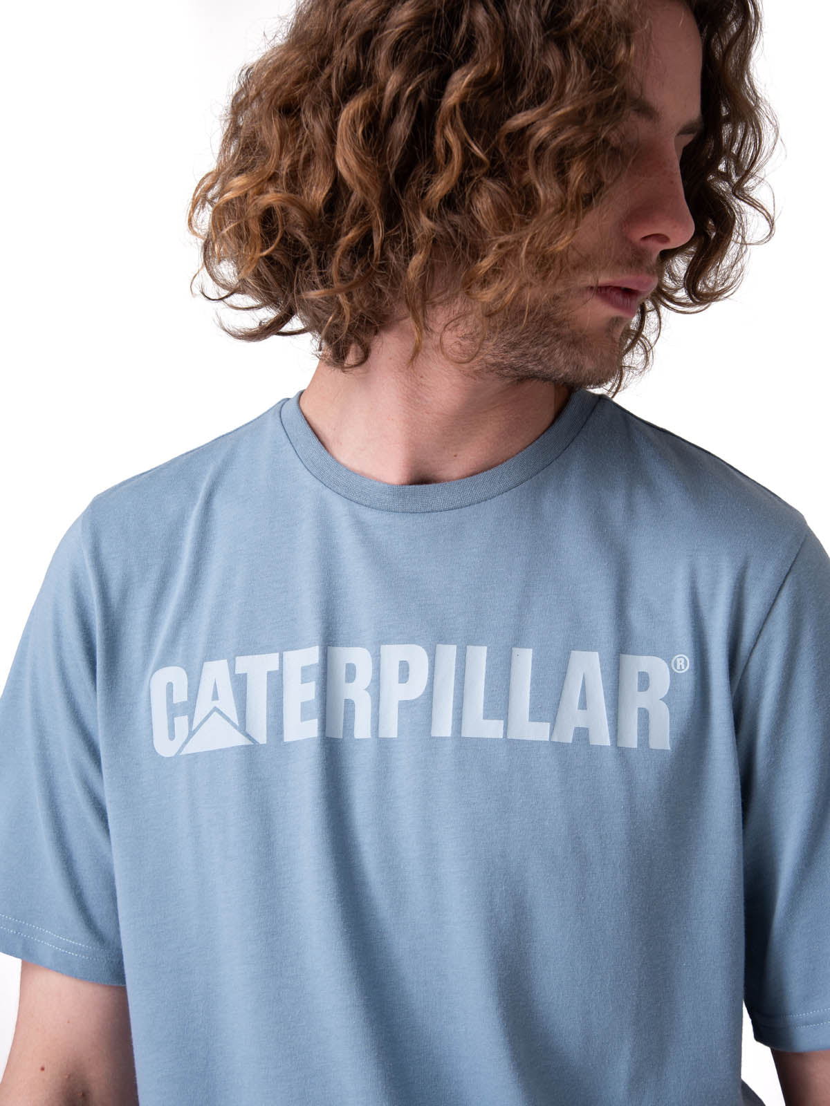 Polera Manga Corta Hombre Caterpillar Logo Tee Celeste