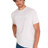 Polera Manga Corta Hombre Logo Caterpillar Blanco Cat