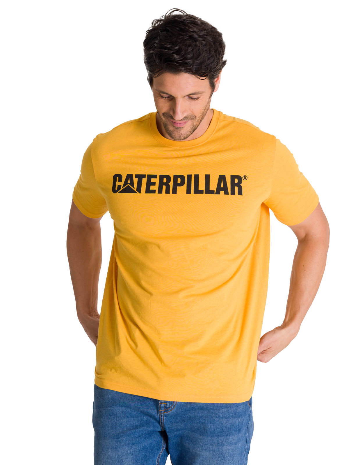 Polera Manga Corta Hombre Logo Caterpillar Amarillo CAT