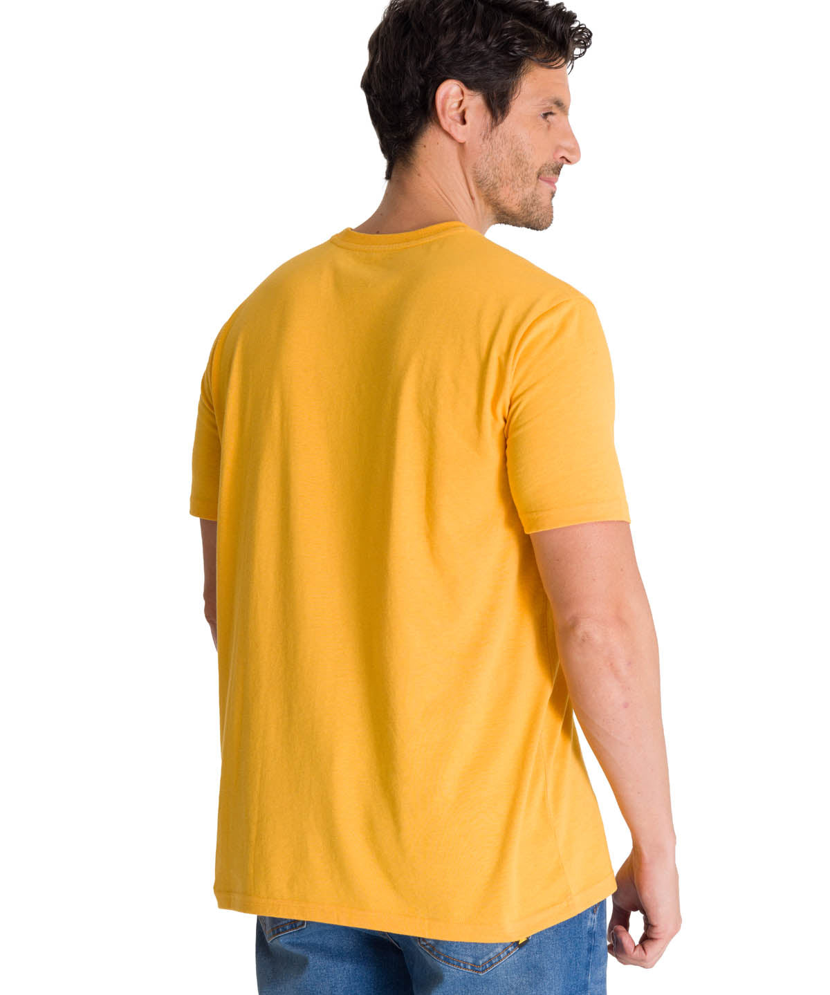 Polera Manga Corta Hombre Logo Caterpillar Amarillo CAT