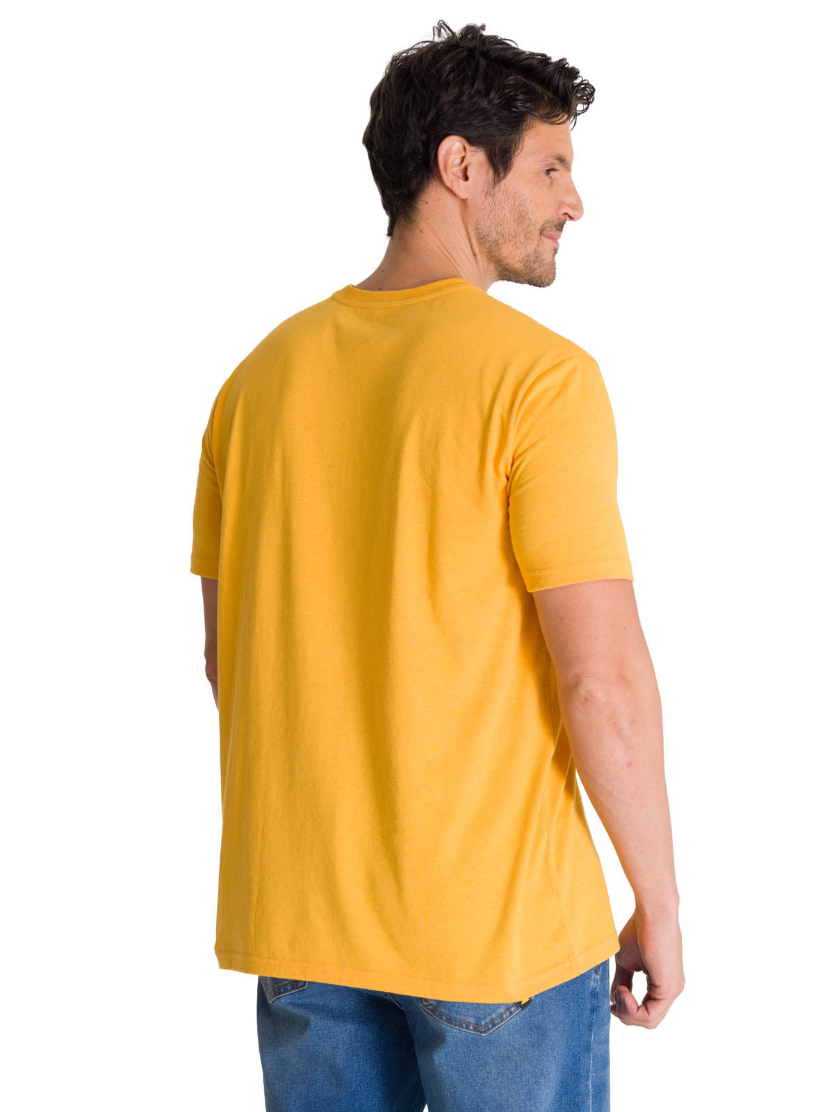 Polera Manga Corta Hombre Logo Caterpillar Amarillo CAT