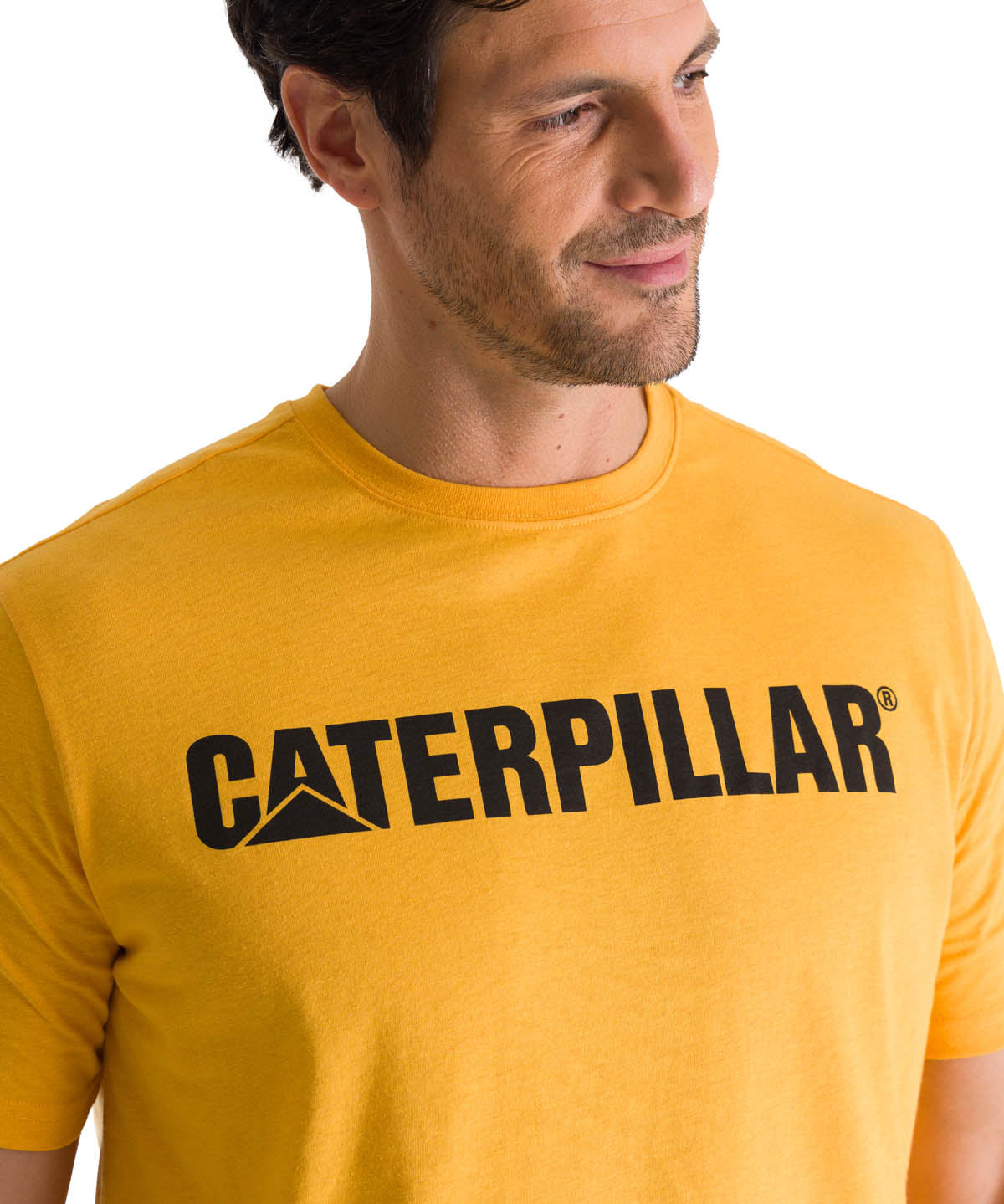 Polera Manga Corta Hombre Logo Caterpillar Amarillo CAT