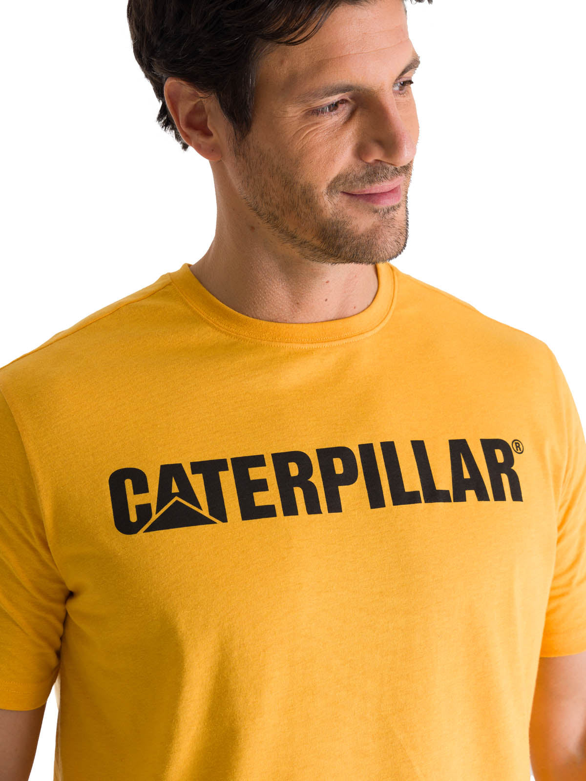 Polera Manga Corta Hombre Logo Caterpillar Amarillo CAT