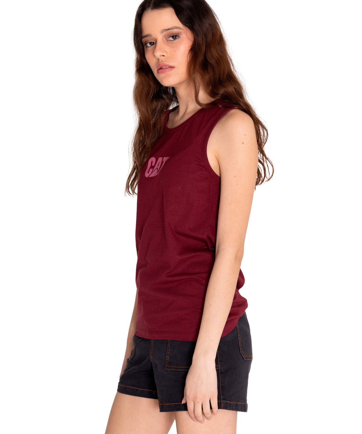 Polera Sin manga Casual Mujer CATERPILLAR LOGO TEE TANK Rojo CAT