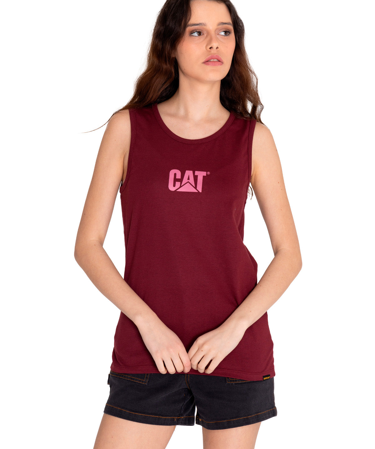 Polera Sin manga Casual Mujer CATERPILLAR LOGO TEE TANK Rojo CAT