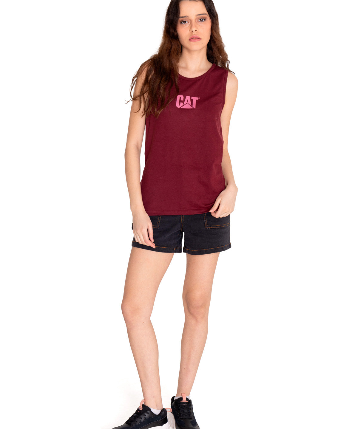 Polera Sin manga Casual Mujer CATERPILLAR LOGO TEE TANK Rojo CAT