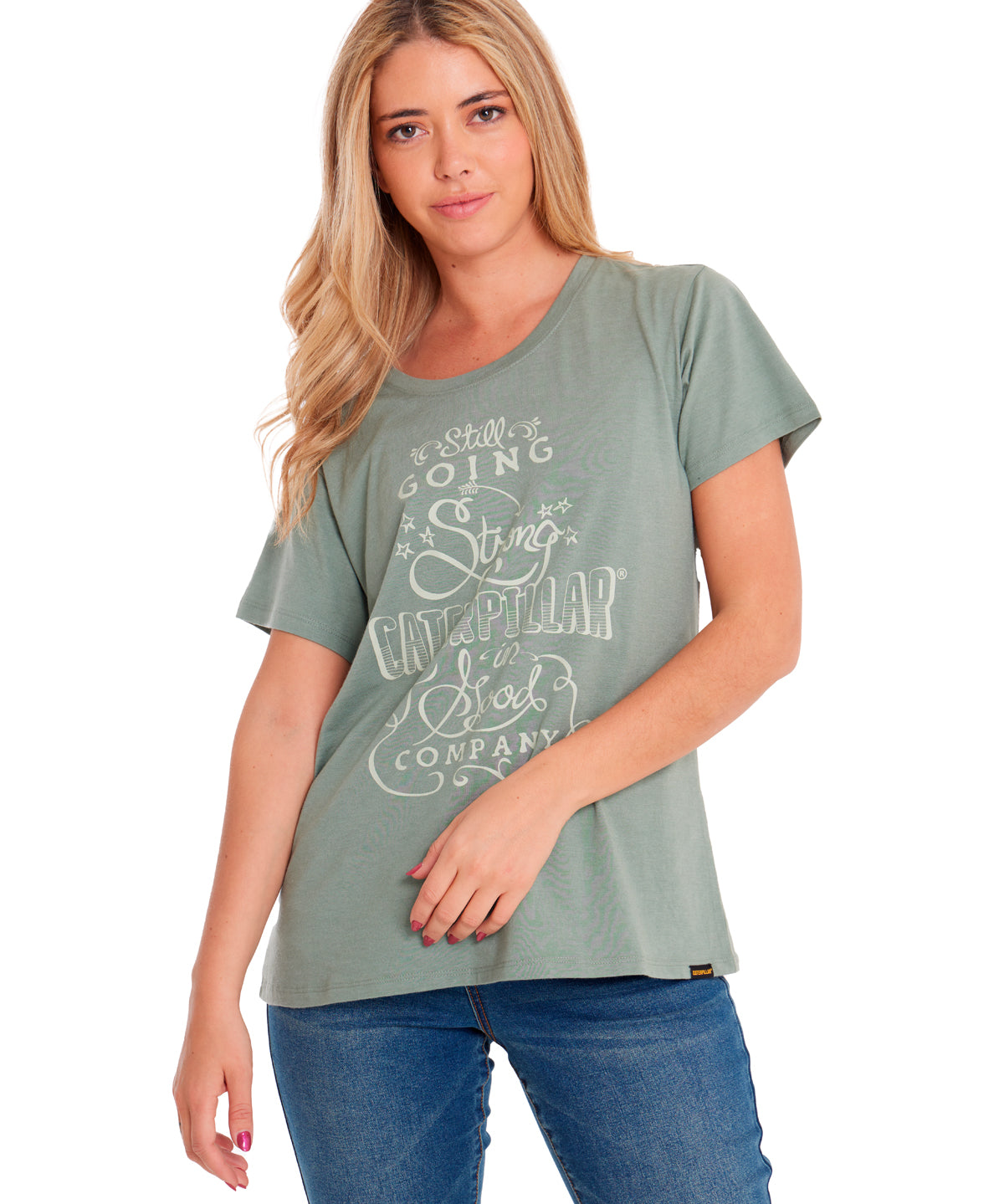 Polera Manga corta Casual Mujer CREW GRAPHIC TEE 1 Verde CAT