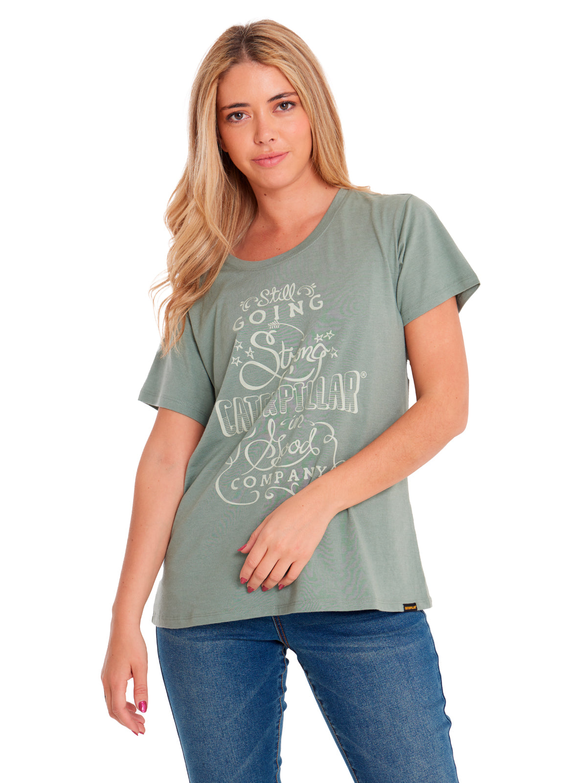 Polera Manga corta Casual Mujer CREW GRAPHIC TEE 1 Verde CAT