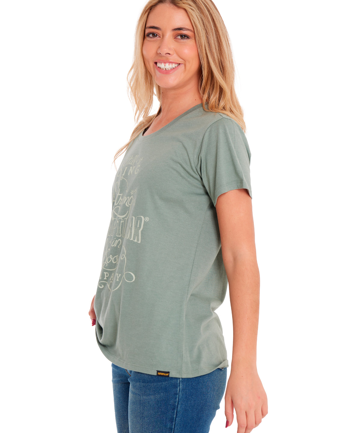 Polera Manga corta Casual Mujer CREW GRAPHIC TEE 1 Verde CAT