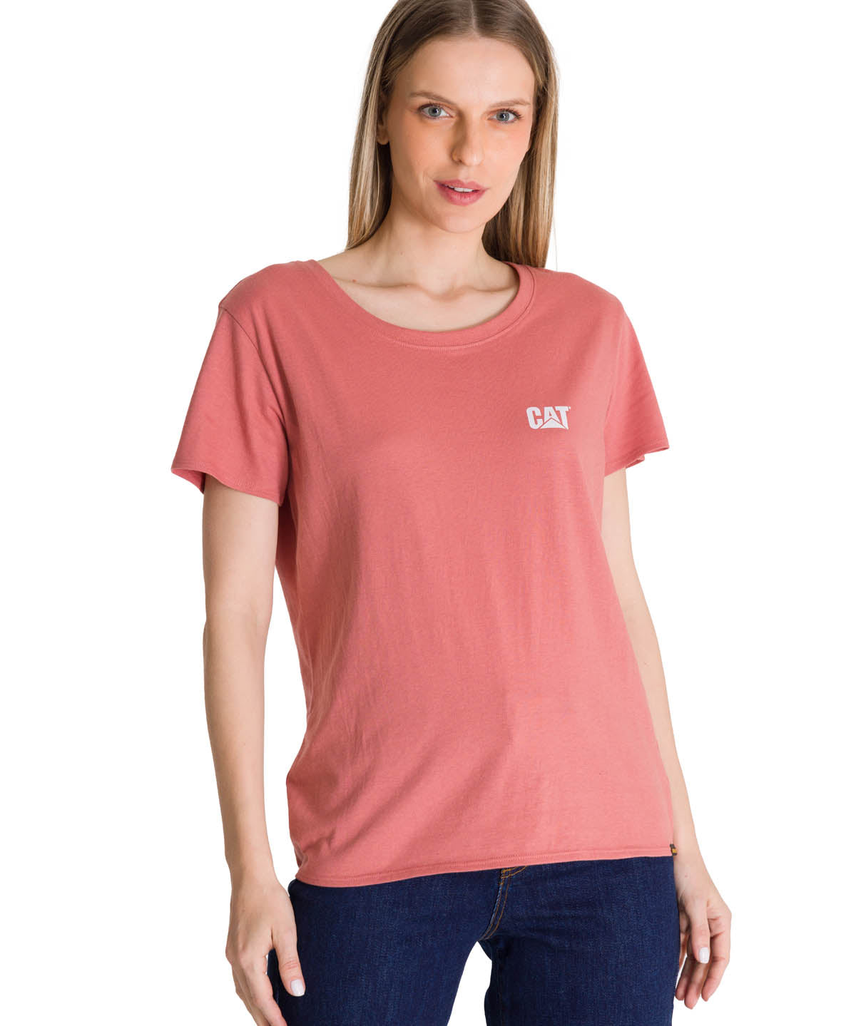 Polera Manga Corta Mujer Logo Terracota CAT