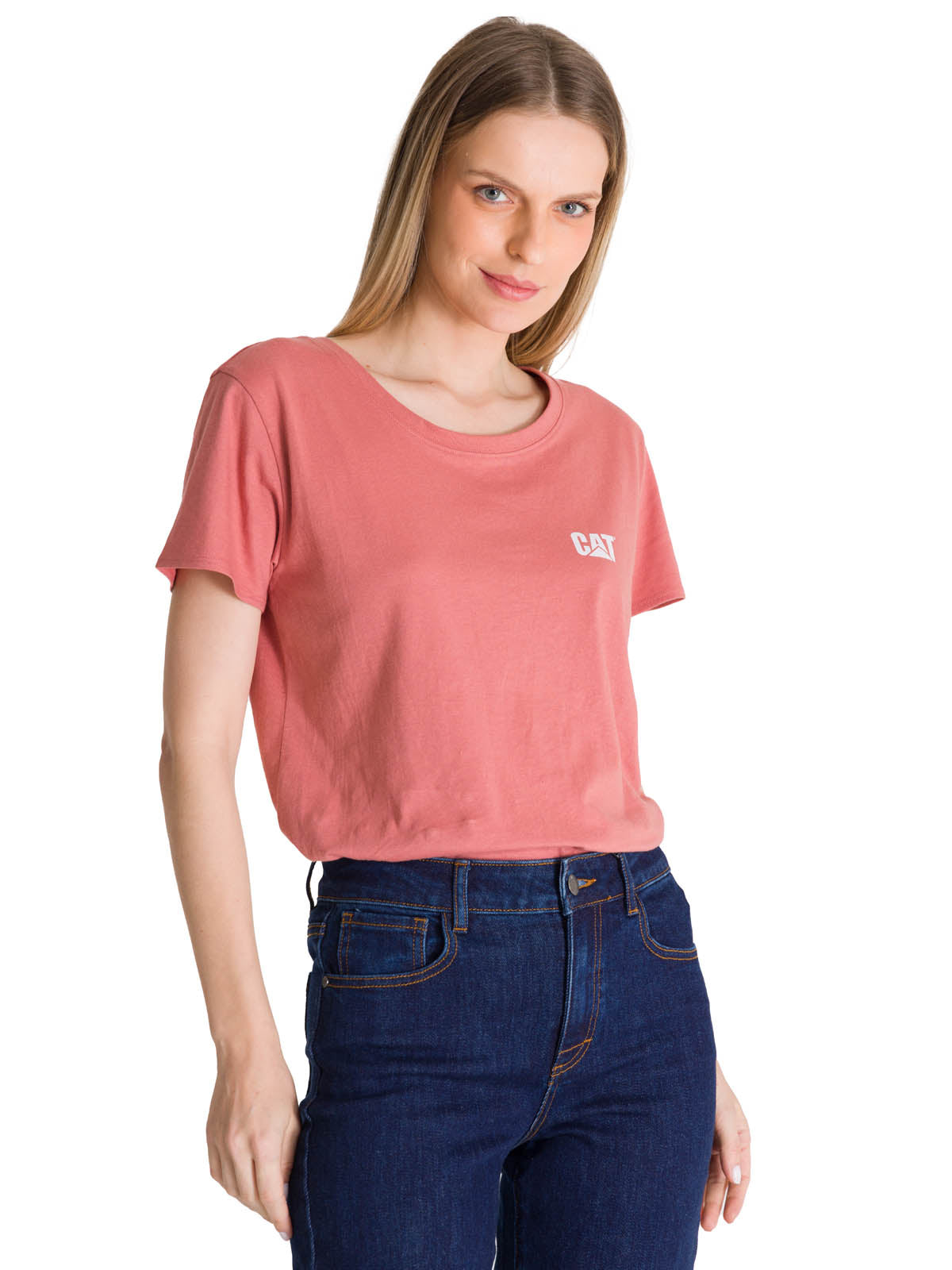 Polera Manga Corta Mujer Logo Terracota CAT