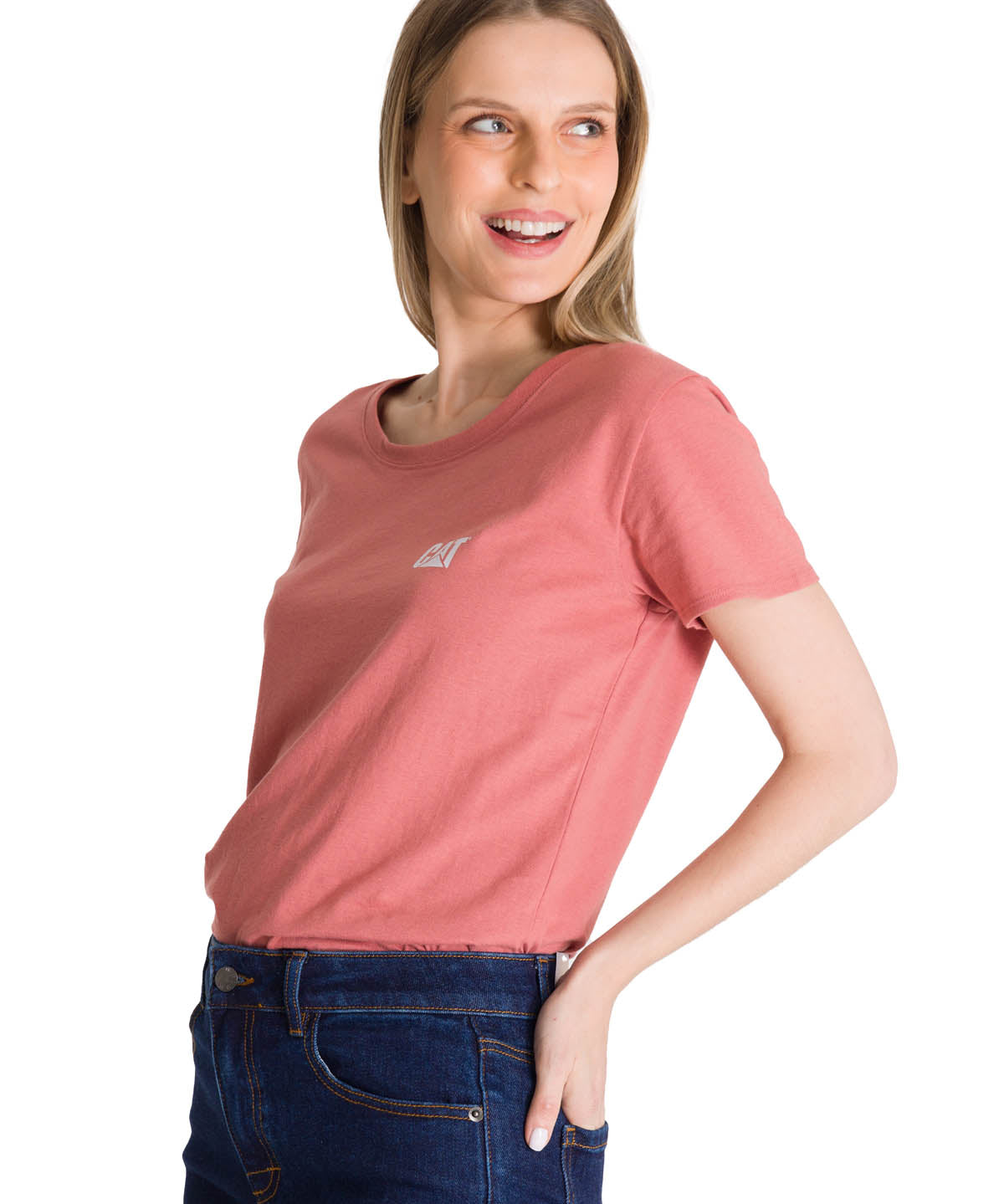 Polera Manga Corta Mujer Logo Terracota CAT