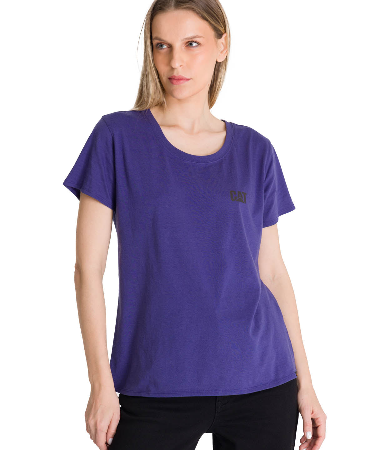 Polera Manga Corta Mujer Logo Azul CAT