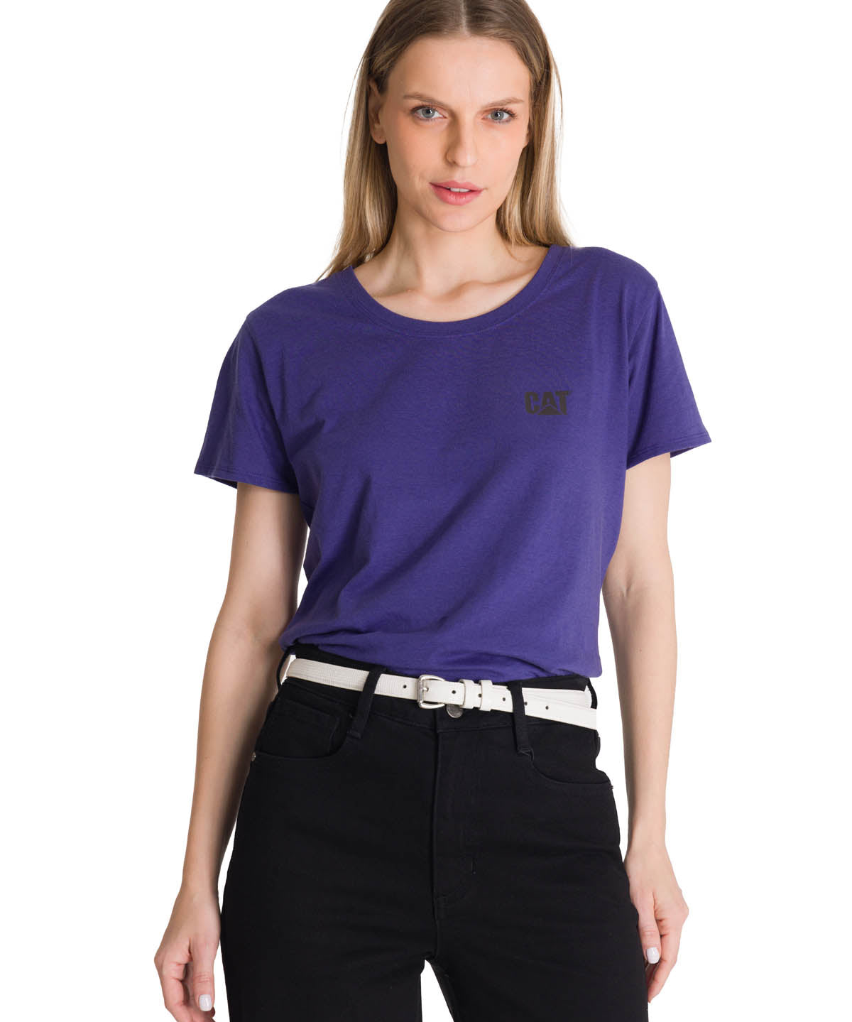 Polera Manga Corta Mujer Logo Azul CAT