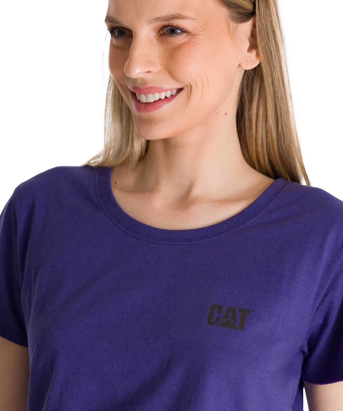 Polera Manga Corta Mujer Logo Azul CAT
