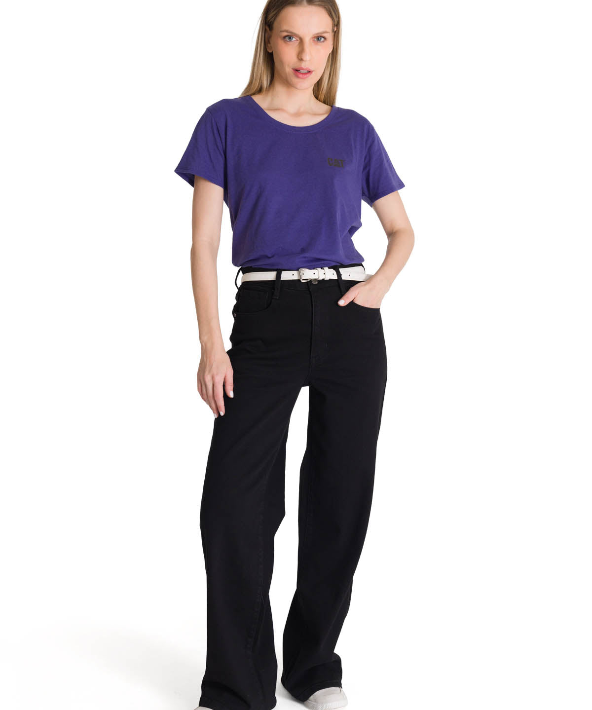 Polera Manga Corta Mujer Logo Azul CAT