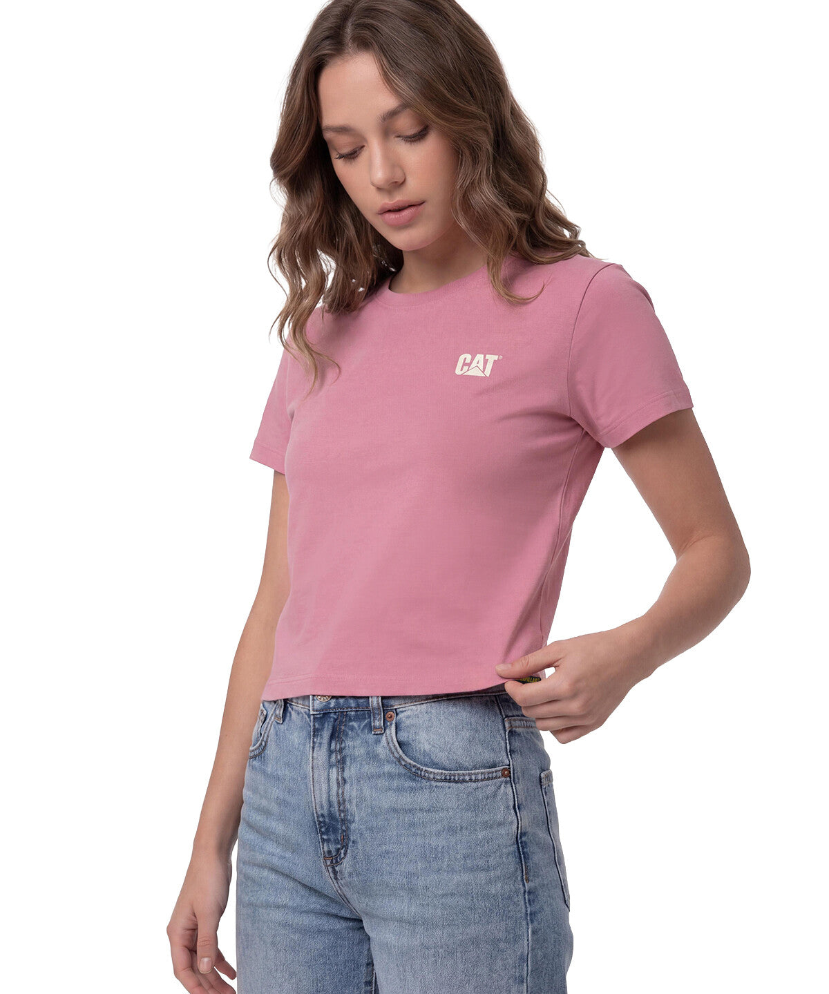 Polera Manga Corta Mujer Logo Rosa CAT