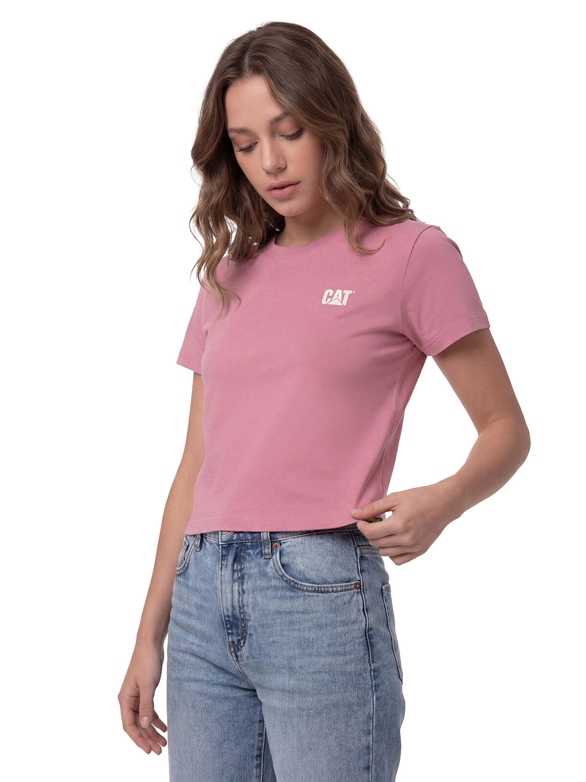 Polera Manga Corta Mujer Logo Rosa CAT