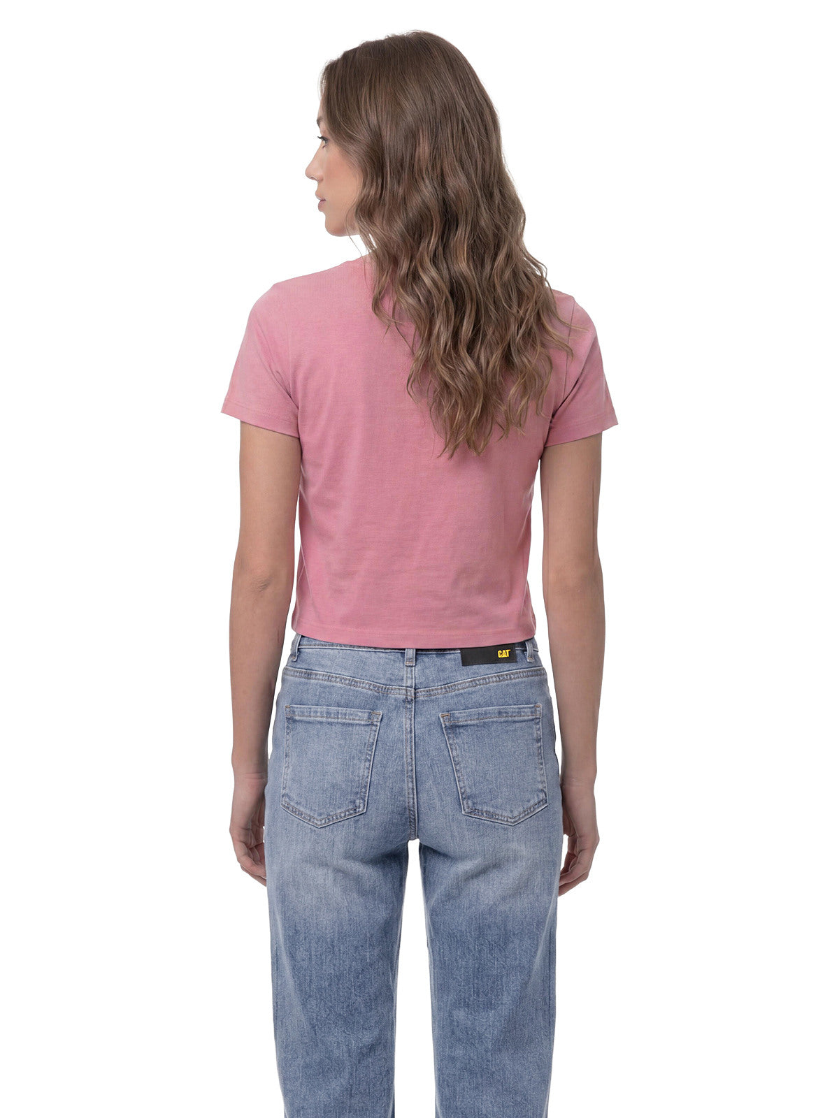 Polera Manga Corta Mujer Logo Rosa CAT