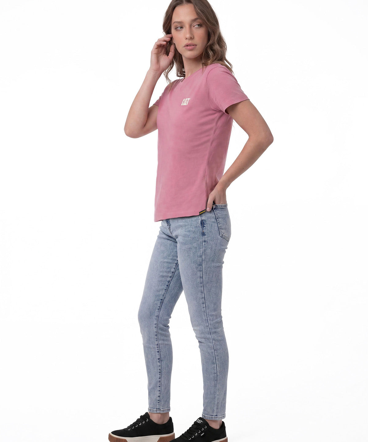 Polera Manga Corta Mujer Logo Rosa CAT