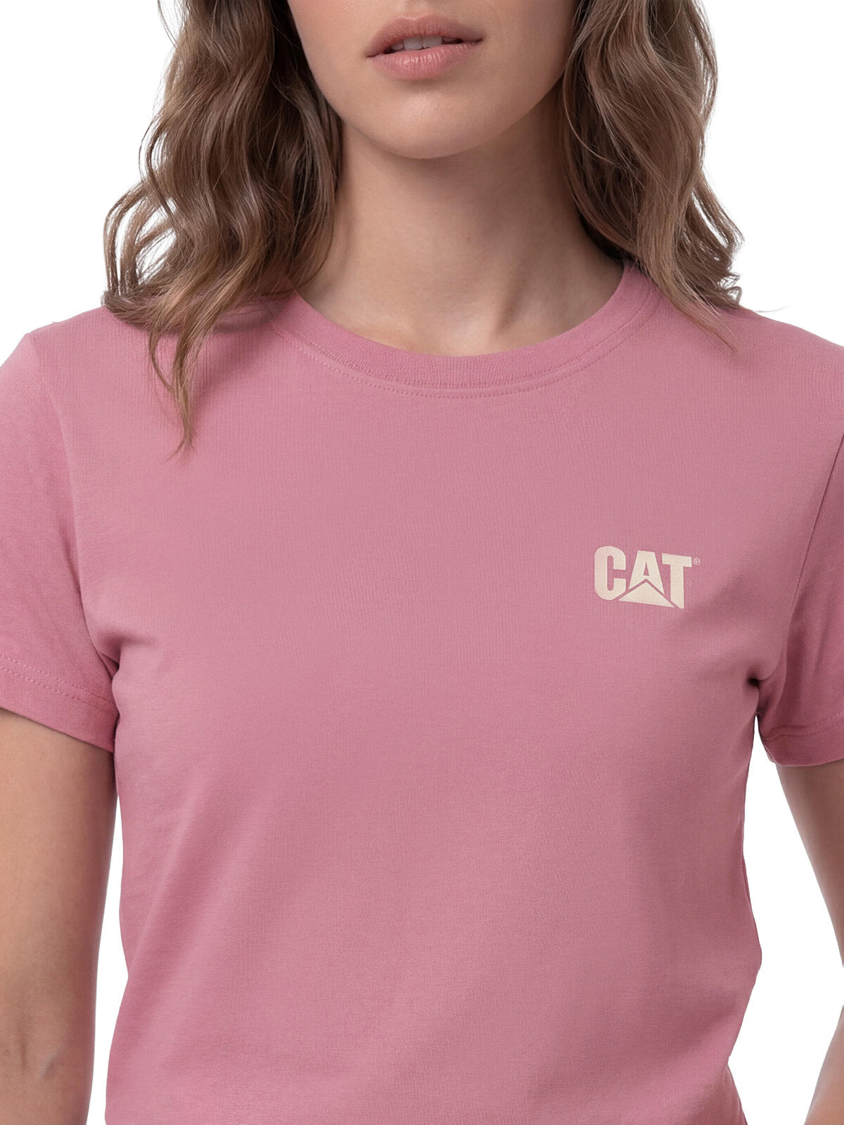 Polera Manga Corta Mujer Logo Rosa CAT