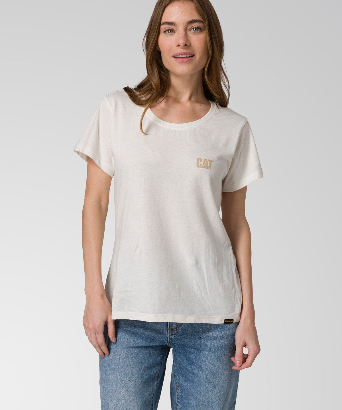 Polera Manga Corta Mujer CAT Logo Tee - Vainilla