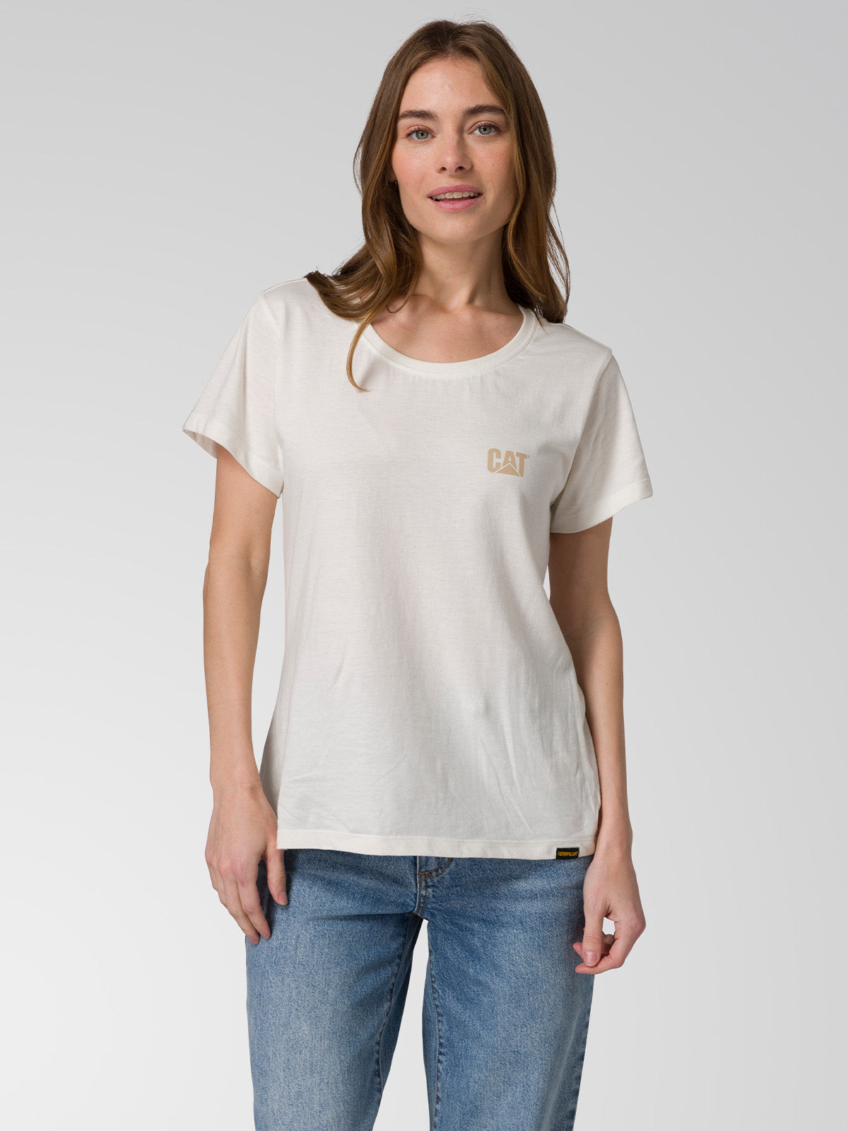 Polera Manga Corta Mujer CAT Logo Tee - Vainilla