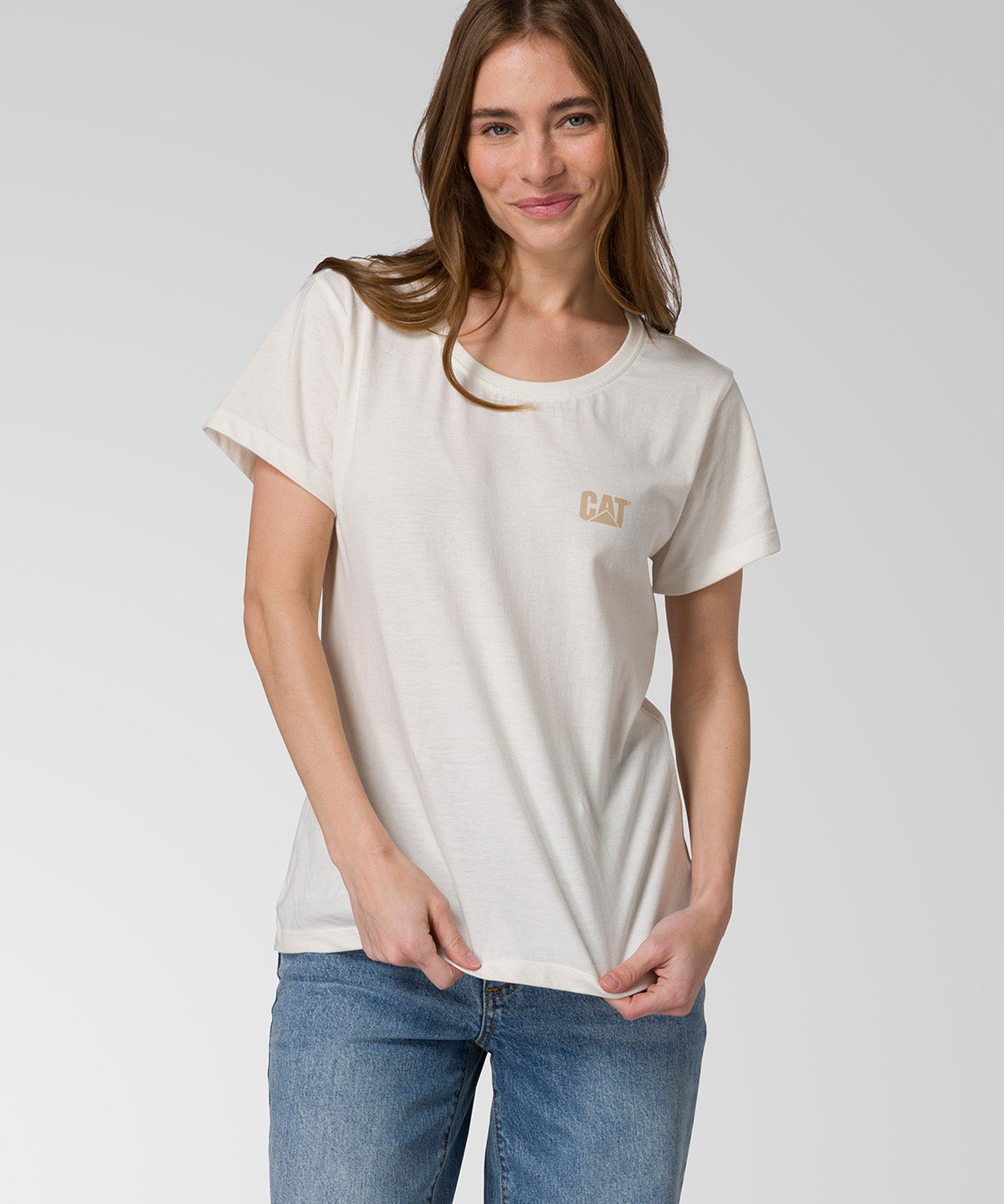 Polera Manga Corta Mujer CAT Logo Tee - Vainilla
