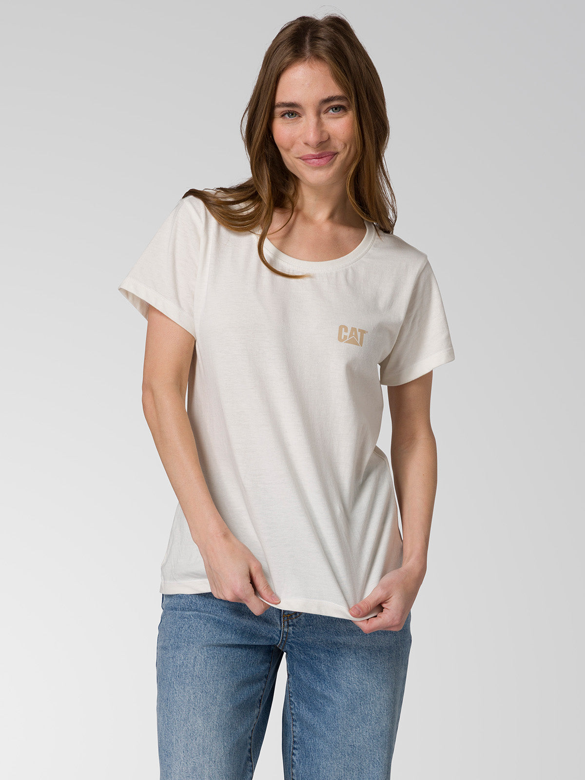 Polera Manga Corta Mujer CAT Logo Tee - Vainilla