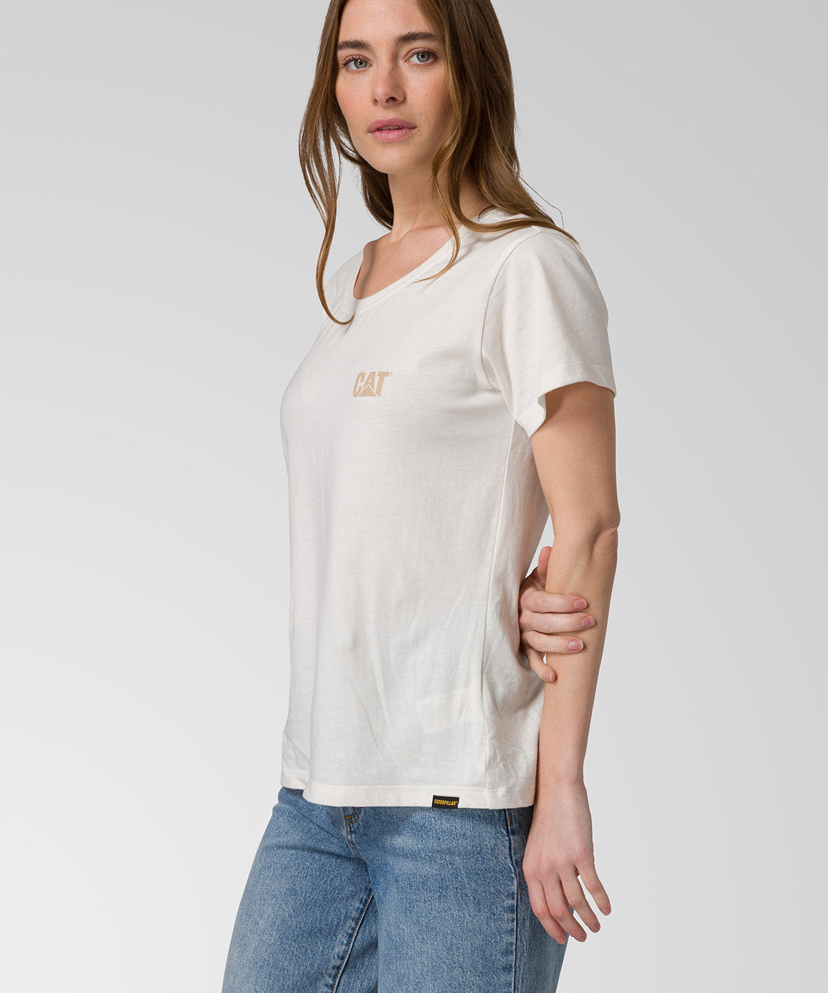 Polera Manga Corta Mujer CAT Logo Tee - Vainilla