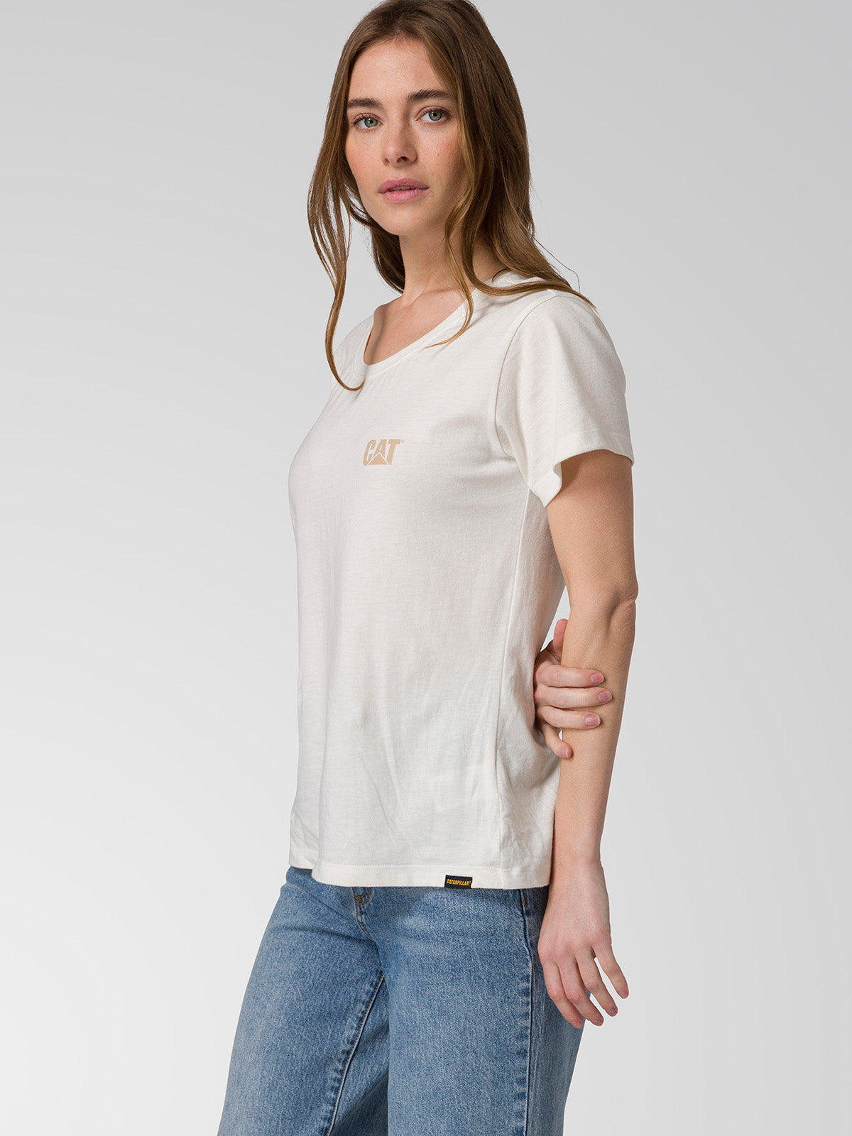 Polera Manga Corta Mujer CAT Logo Tee - Vainilla