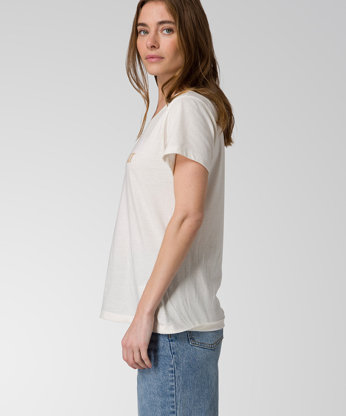 Polera Manga Corta Mujer CAT Logo Tee - Vainilla
