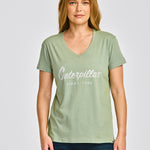 Polera Manga corta Casual Mujer CATERPILLAR SCRIPT V-NECK TEE Verde CAT