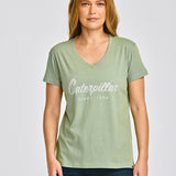 Polera Manga corta Casual Mujer CATERPILLAR SCRIPT V-NECK TEE Verde CAT