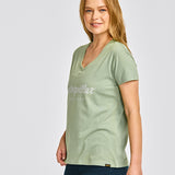Polera Manga corta Casual Mujer CATERPILLAR SCRIPT V-NECK TEE Verde CAT