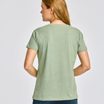 Polera Manga corta Casual Mujer CATERPILLAR SCRIPT V-NECK TEE Verde CAT