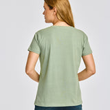 Polera Manga corta Casual Mujer CATERPILLAR SCRIPT V-NECK TEE Verde CAT