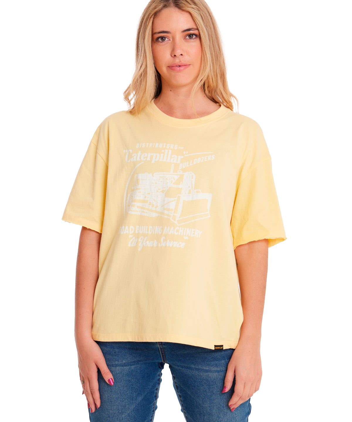 Polera Manga corta Casual Mujer BOXY HEAVYWEIGHT GRAPHIC TEE 1 Amarillo CAT