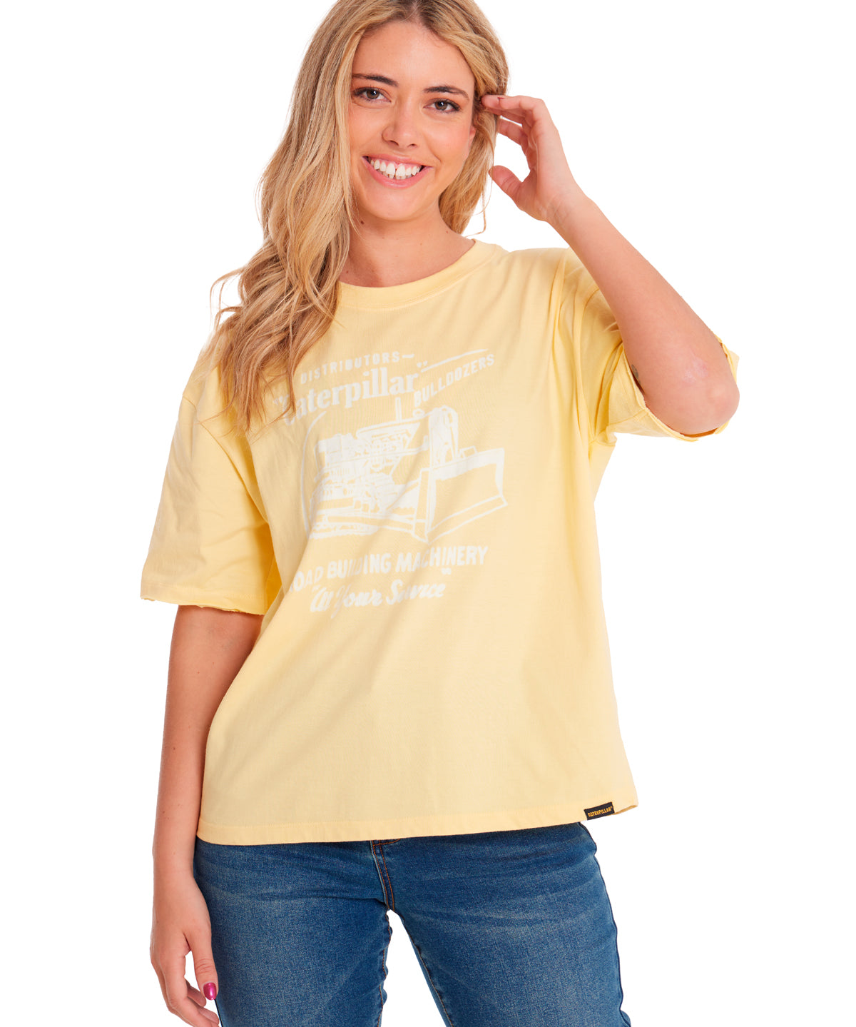 Polera Manga corta Casual Mujer BOXY HEAVYWEIGHT GRAPHIC TEE 1 Amarillo CAT