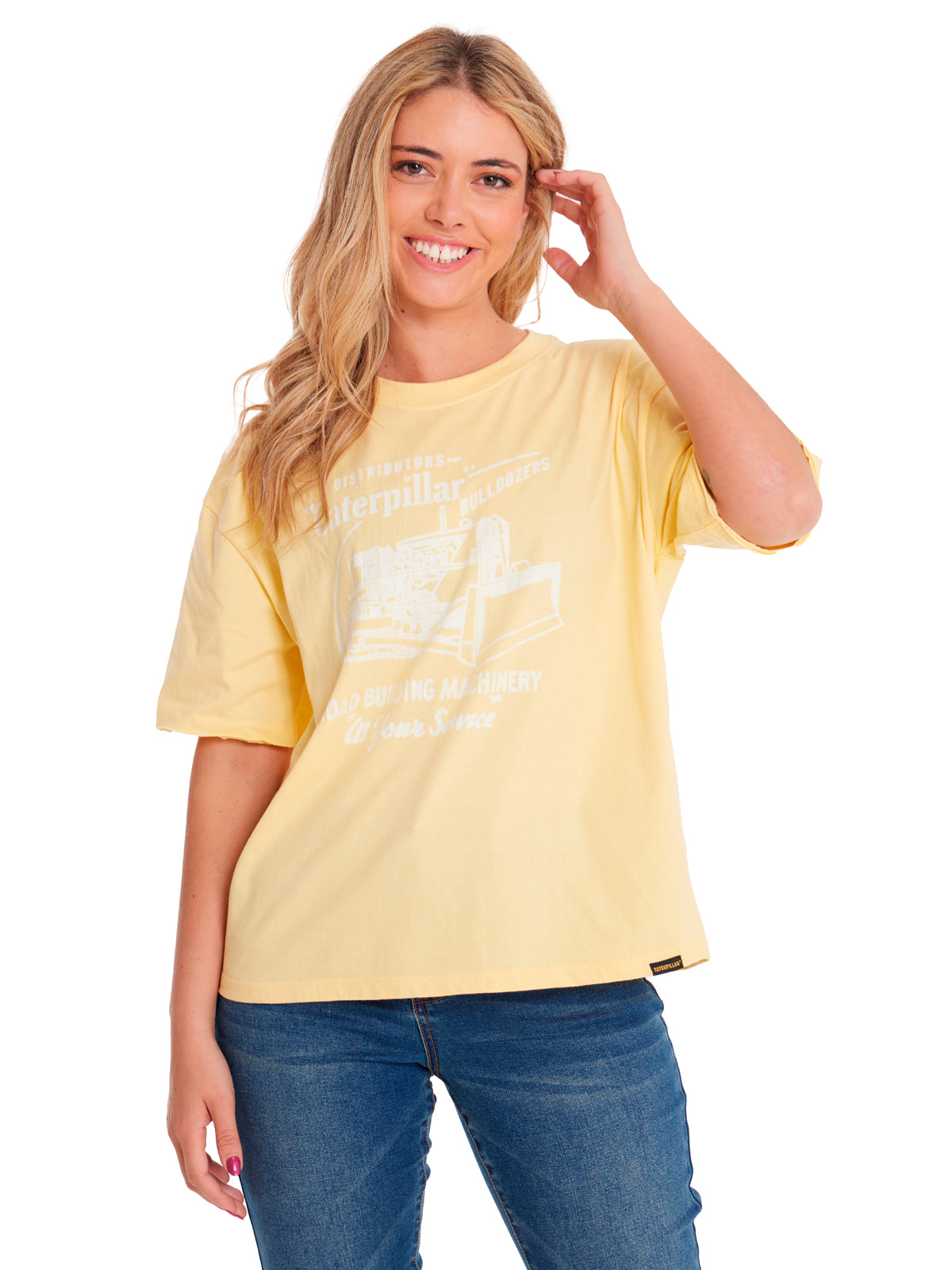 Polera Manga corta Casual Mujer BOXY HEAVYWEIGHT GRAPHIC TEE 1 Amarillo CAT