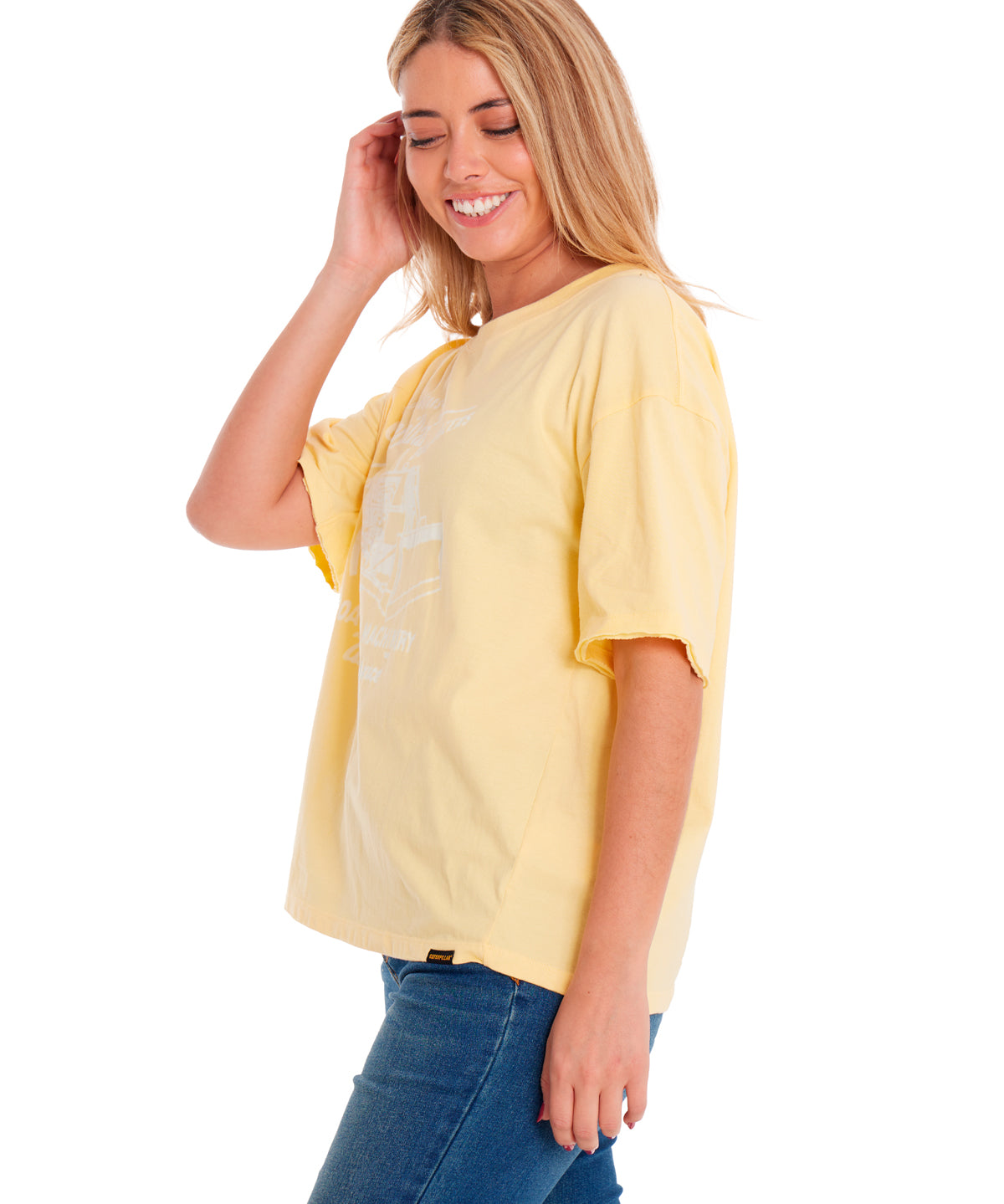 Polera Manga corta Casual Mujer BOXY HEAVYWEIGHT GRAPHIC TEE 1 Amarillo CAT