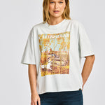 Polera Manga corta Casual Mujer BOXY HEAVYWEIGHT GRAPHIC TEE 2 Celeste CAT