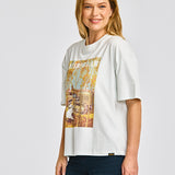 Polera Manga corta Casual Mujer BOXY HEAVYWEIGHT GRAPHIC TEE 2 Celeste CAT