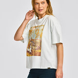 Polera Manga corta Casual Mujer BOXY HEAVYWEIGHT GRAPHIC TEE 2 Celeste CAT