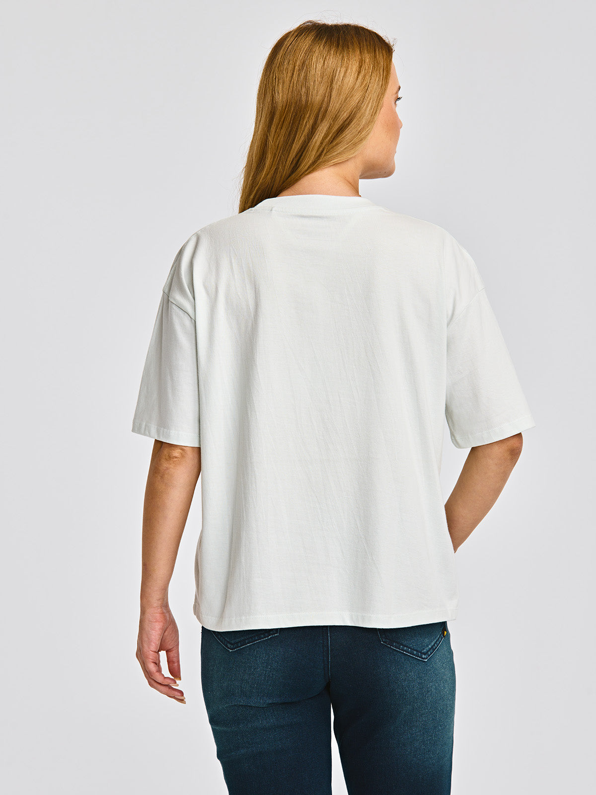 Polera Manga corta Casual Mujer BOXY HEAVYWEIGHT GRAPHIC TEE 2 Celeste CAT