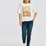 Polera Manga corta Casual Mujer BOXY HEAVYWEIGHT GRAPHIC TEE 2 Celeste CAT