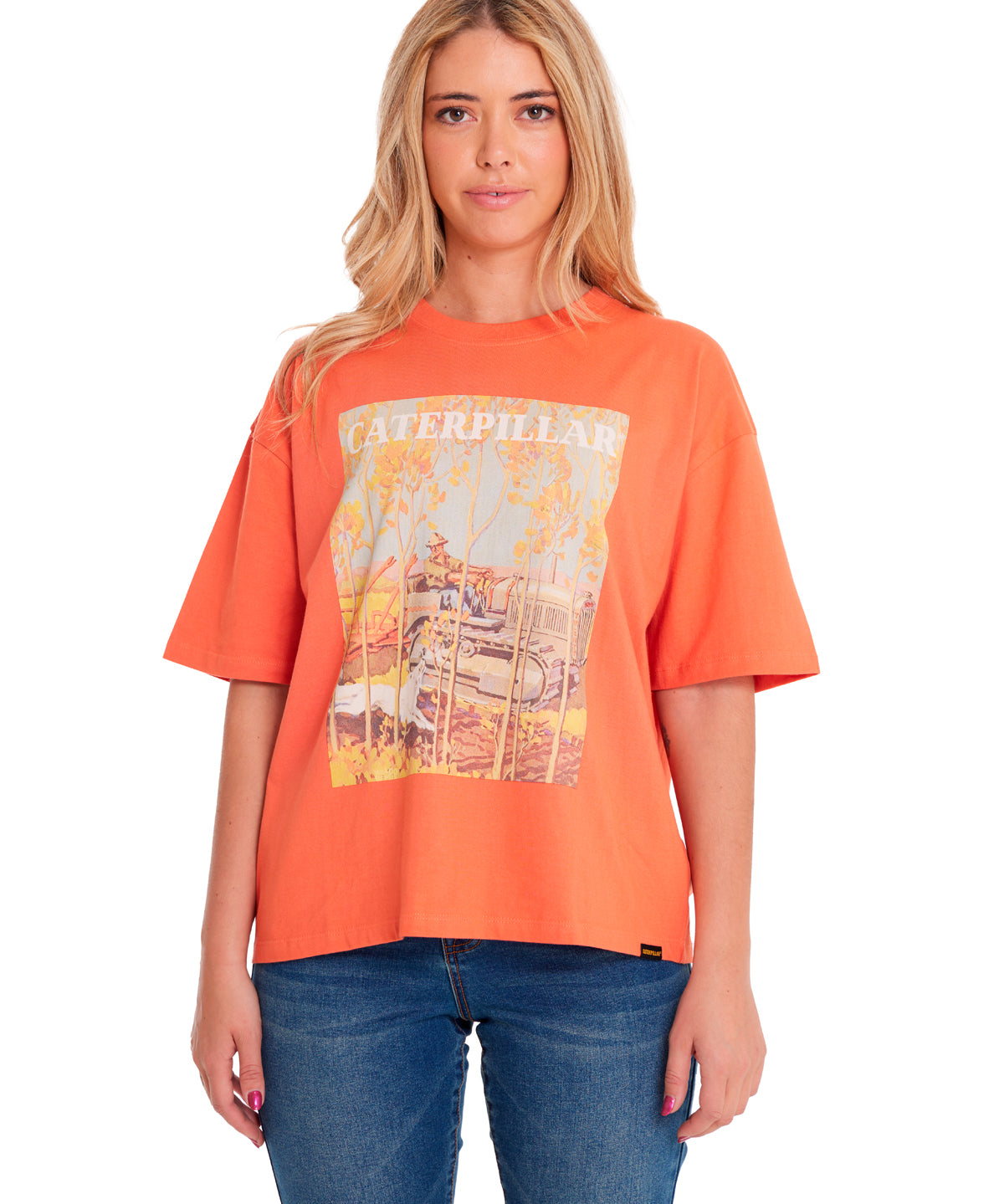 Polera Manga corta Casual Mujer BOXY HEAVYWEIGHT GRAPHIC TEE 2 Durazno CAT