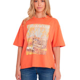 Polera Manga corta Casual Mujer BOXY HEAVYWEIGHT GRAPHIC TEE 2 Durazno CAT